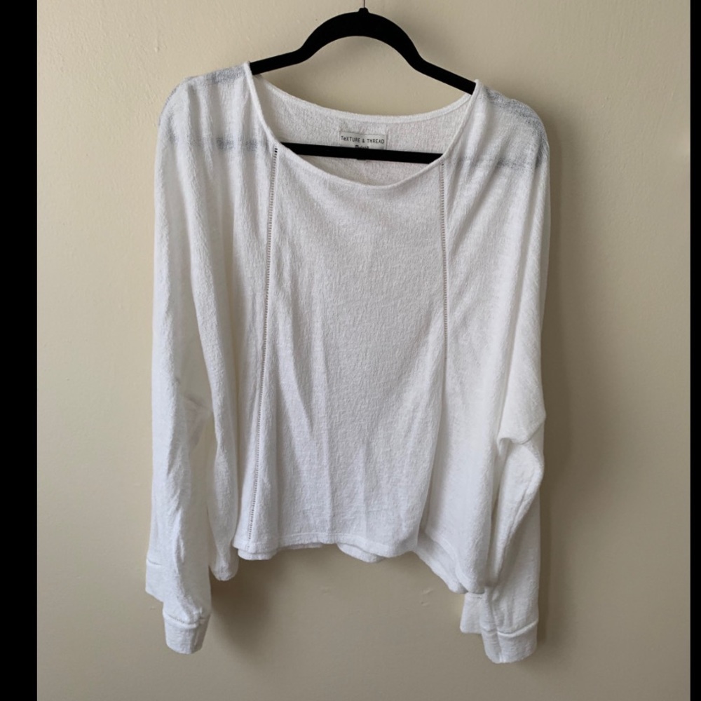 NWT Madewell White Crop Sweater With Bell Sleeves